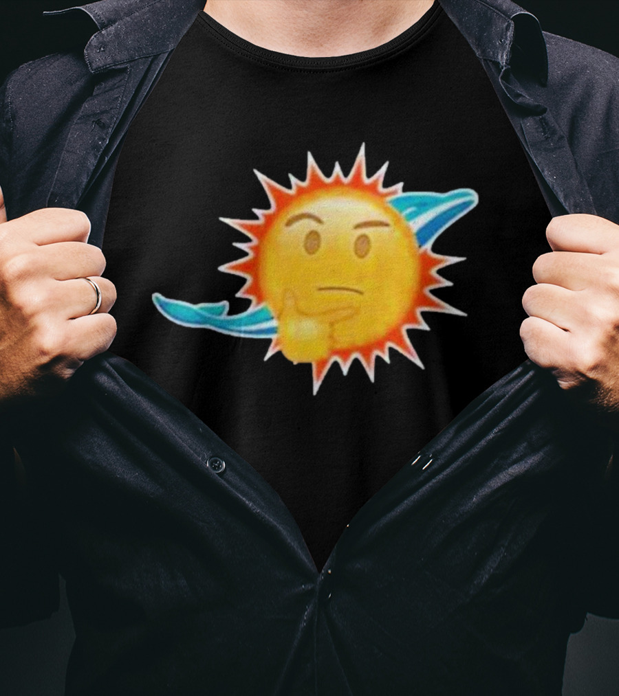 Dolphins Emoji Thinking Miami Sun Dolphins Emoji T-Shirt