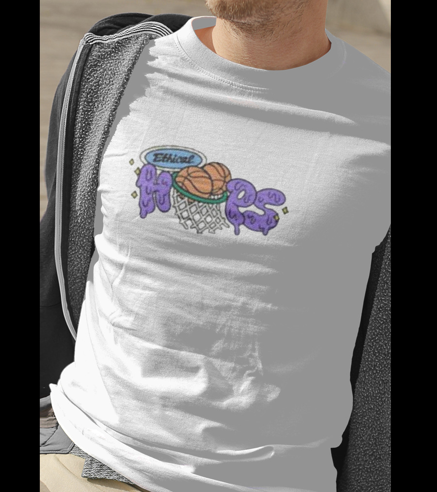 Ethical Hoops Basketball Net With Purple Dripping Letters T-Shirt