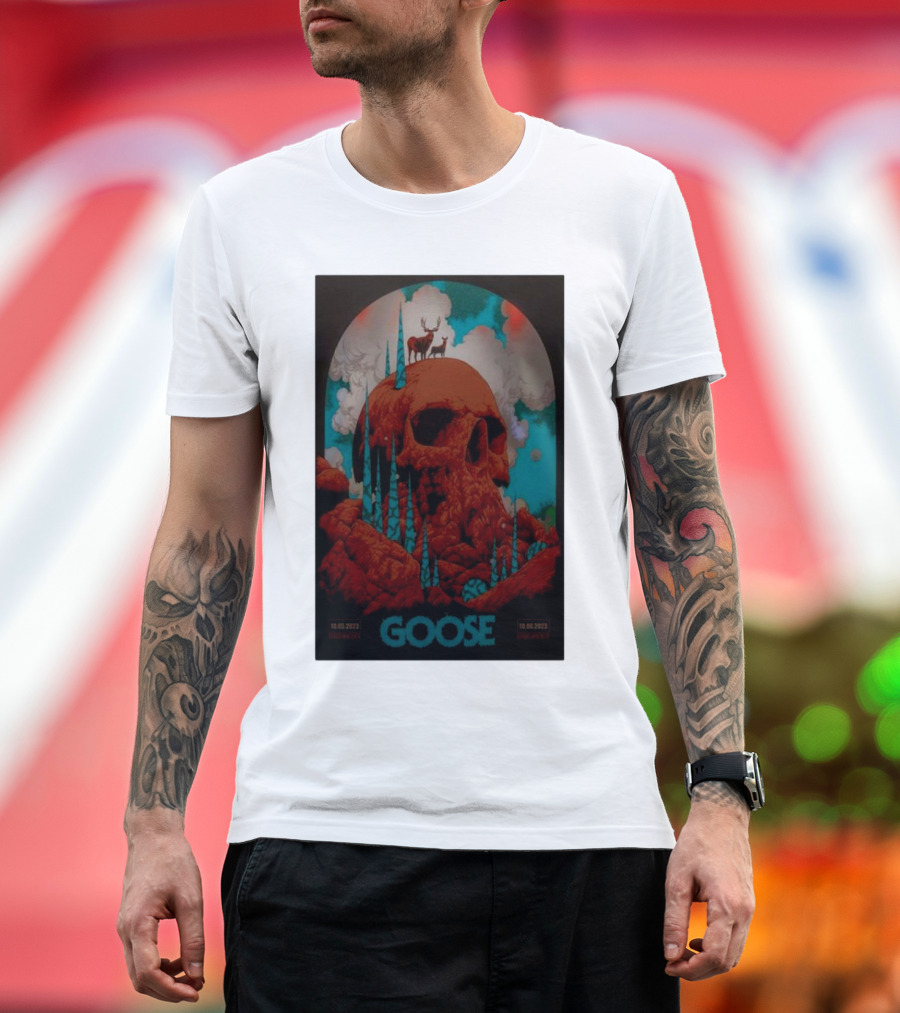 Goose 10.05.2023 10.06.2023 Skull Blue Red Clouds Deer T-Shirt
