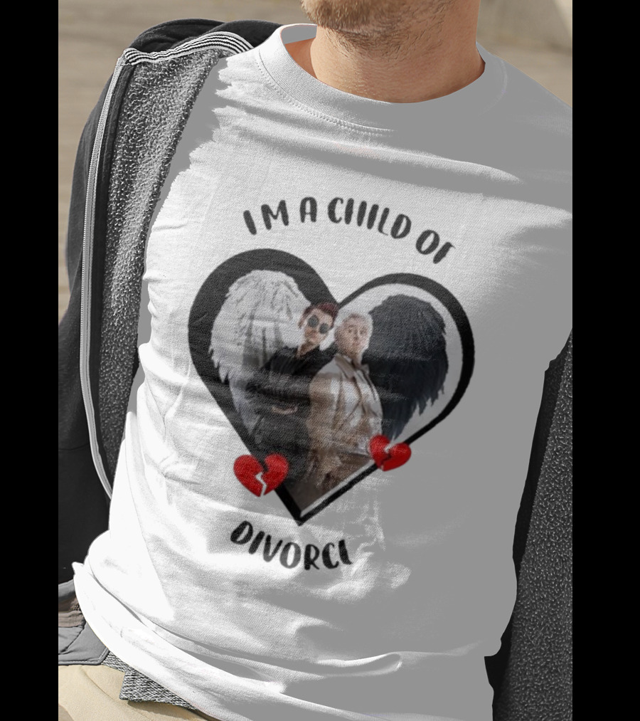 Crowley And Aziraphale I'm A Child Of Divorce Heart Wings T-Shirt