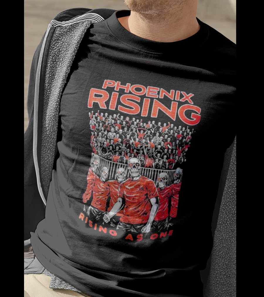 Phoenix Rising Rising As One Skeleton Fans In Red T-Shirt