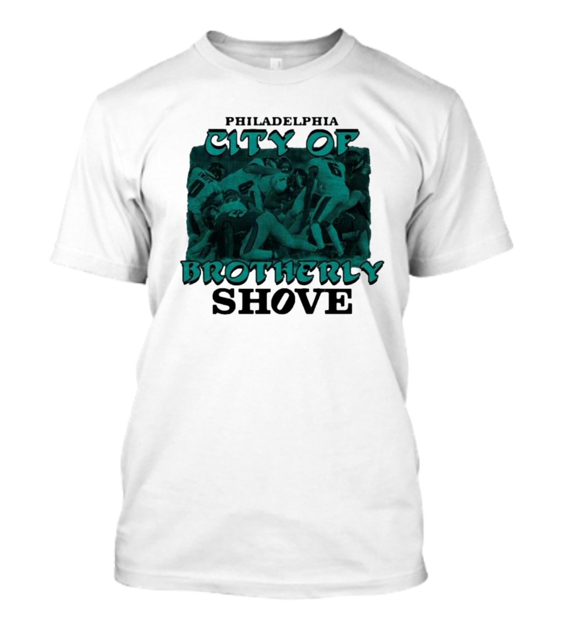 Philadelphia Eagles City Of Brotherly Shove Football Scene T-Shirt