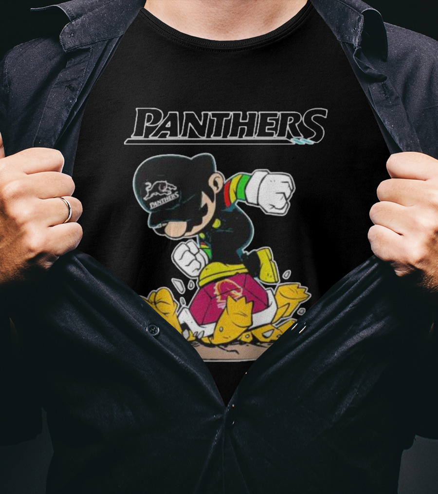 Panthers Mario Crushing Broncos Turtle Mashup T-Shirt