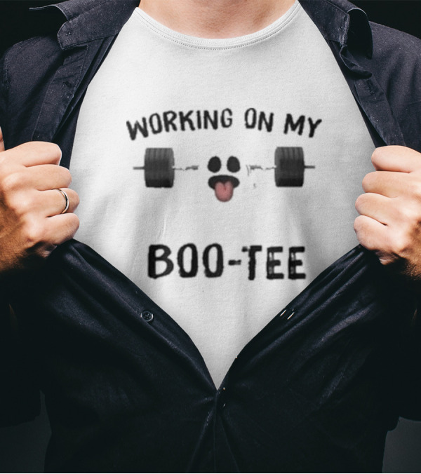 Working On My Boo-Tee Ghost Lifting Weights T-Shirt