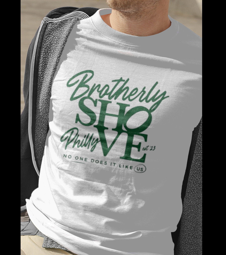 Brotherly Shove Philly No One Does It Like Us Kelly Green Brotherly Shove QB Sneak Philadelphia T-Shirt
