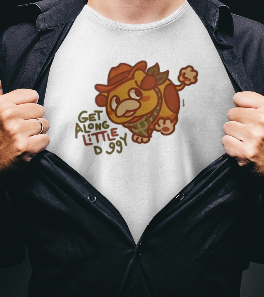 Get Along Little Doggy Cowboy Style Cartoon T-Shirt