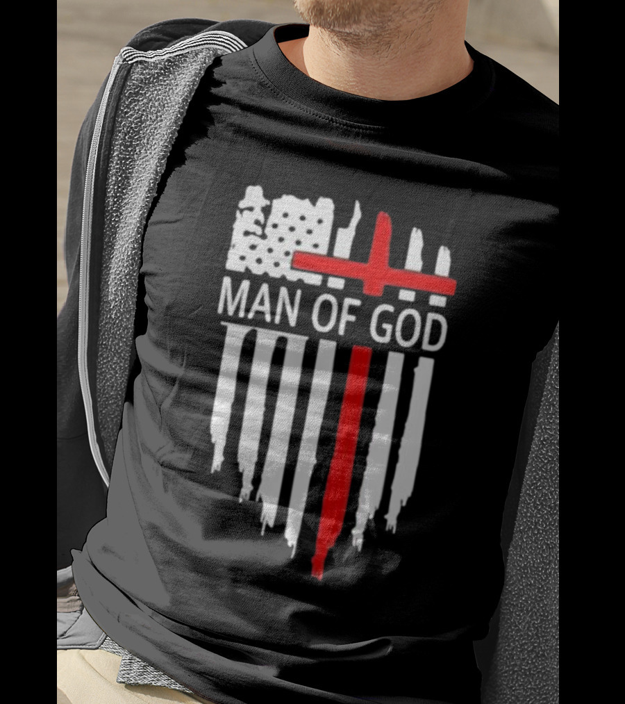 Man Of God American Flag Cross T-Shirt