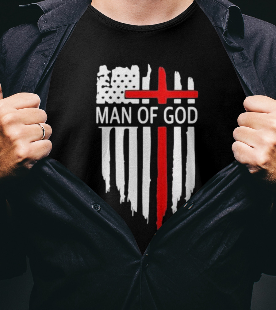 Man Of God American Flag Cross T-Shirt