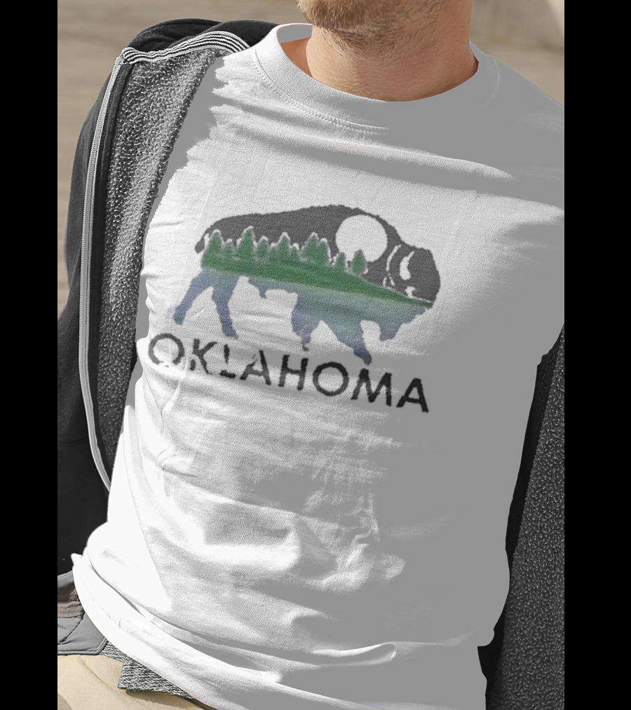 Oklahoma Wildlife Bison Forest Scene T-Shirt
