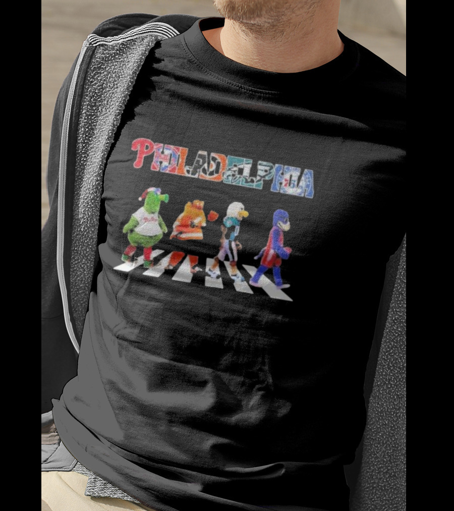 Philadelphia Sports Mascots Crossing Abbey Road T-Shirt