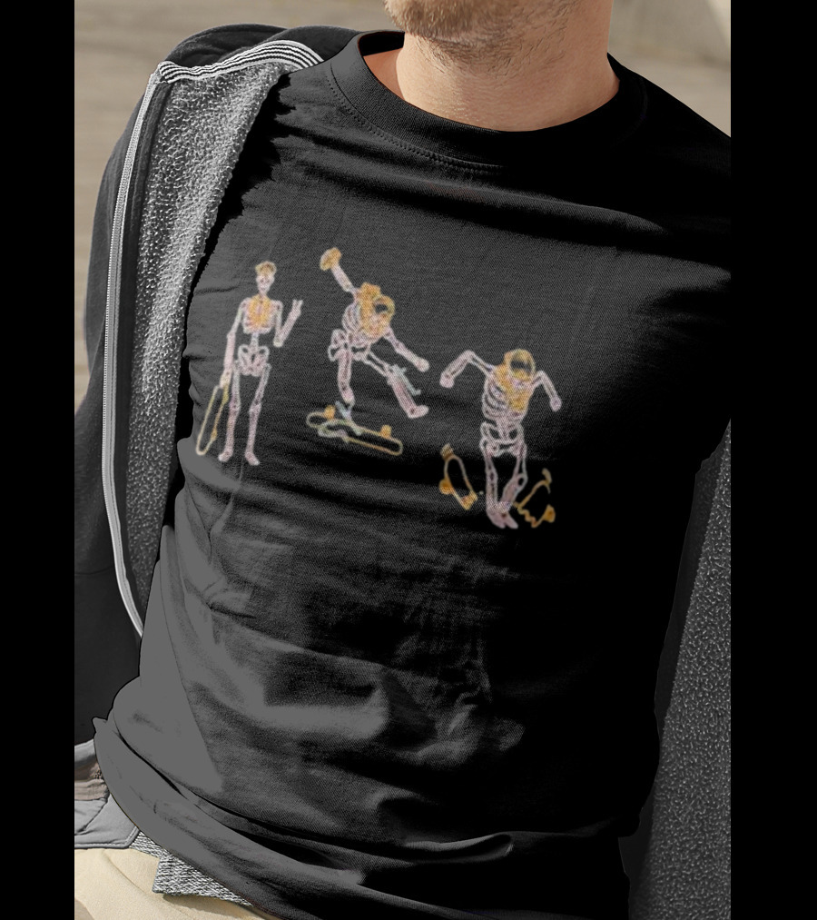 Punz Merch Skeleton Skateboard Trio T-Shirt