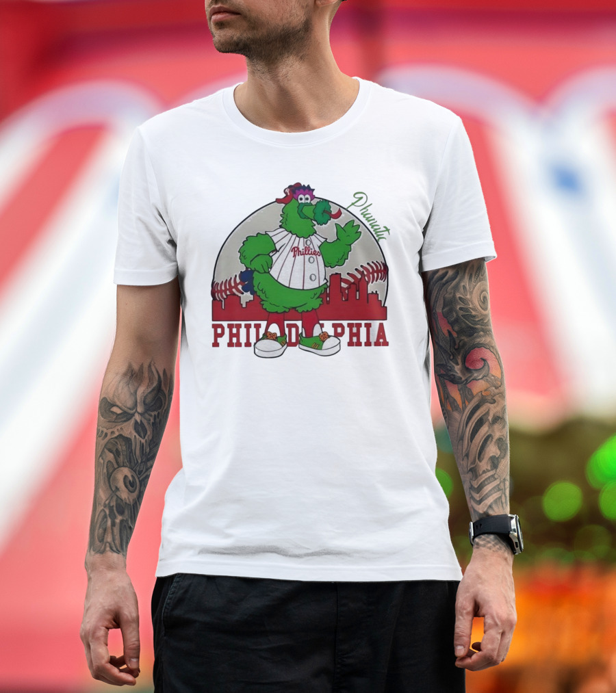Philly Phanatic Philadelphia Skyline Baseball Phillies T-Shirt