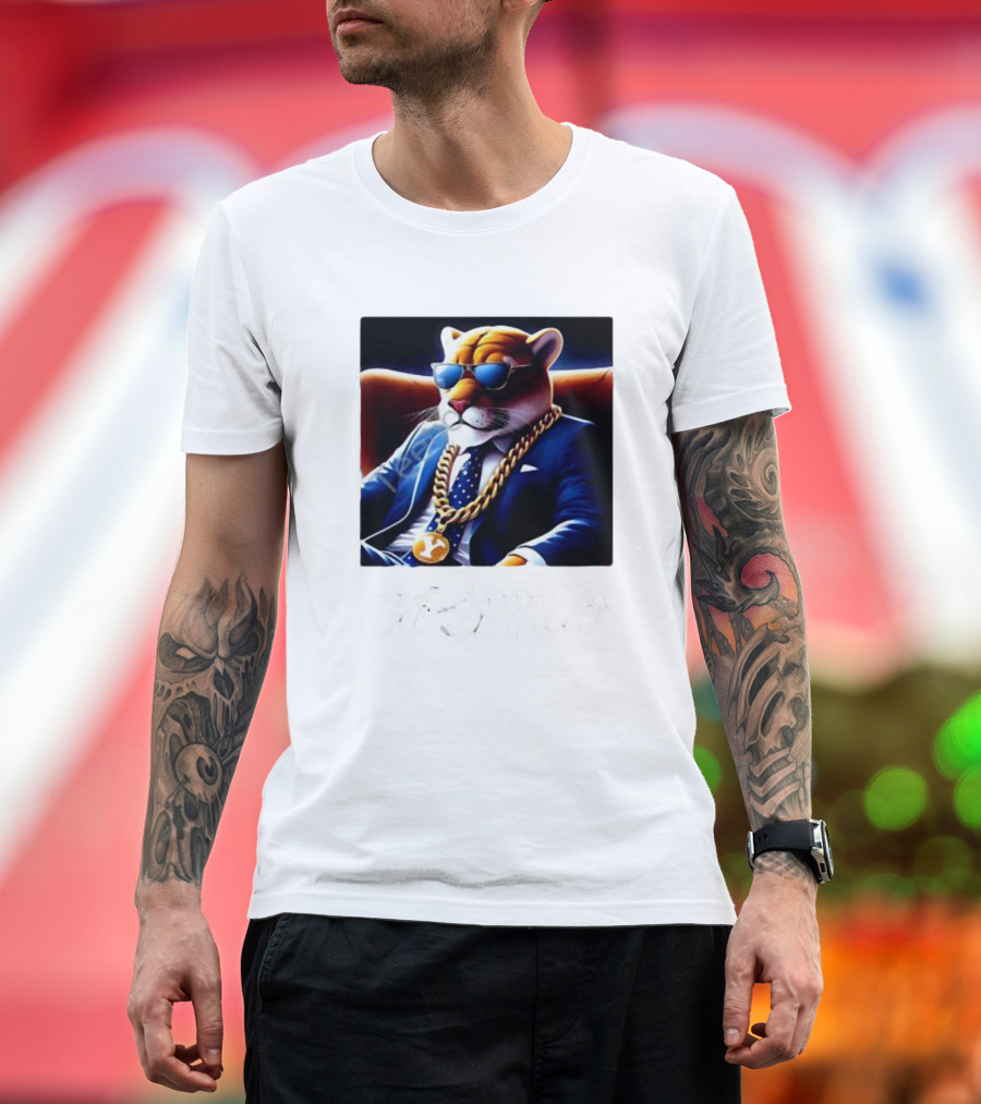 Jaylassoku Cosmo The Cougar in Sunglasses and Gold Chain T-Shirt