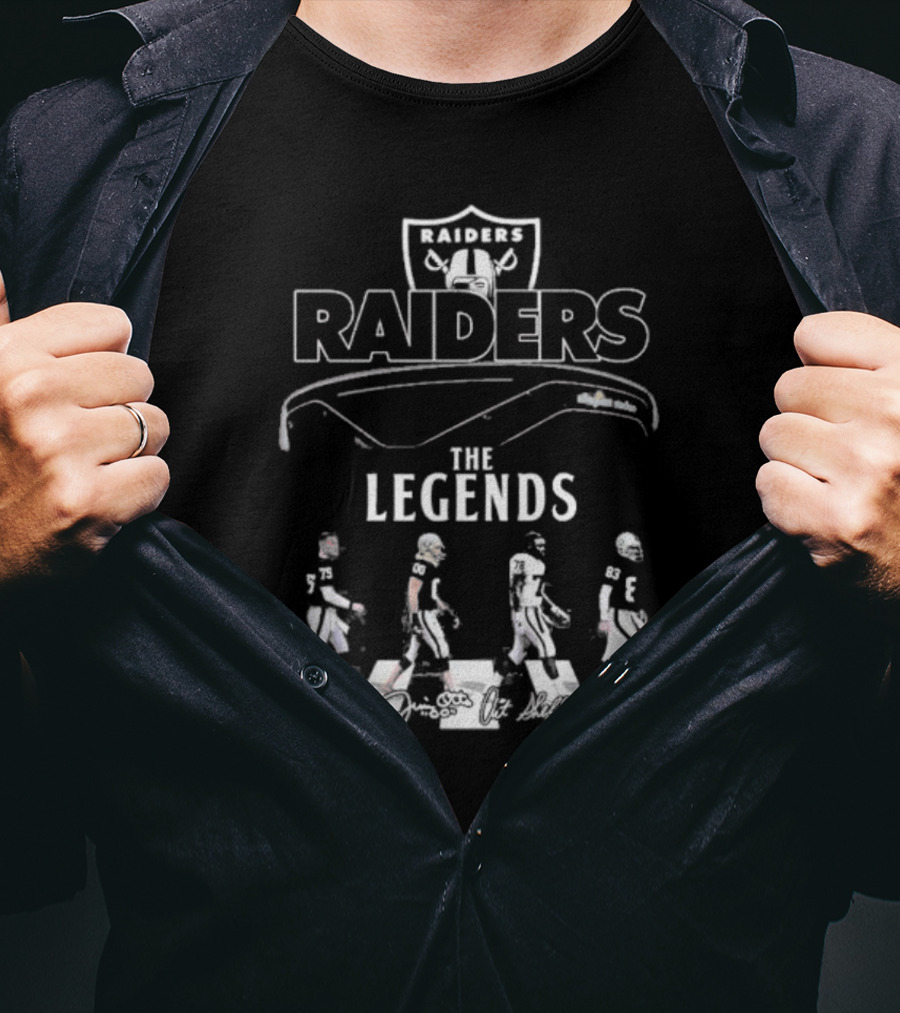 Raiders Legends Walking With Signatures And Iconic Players T-Shirt