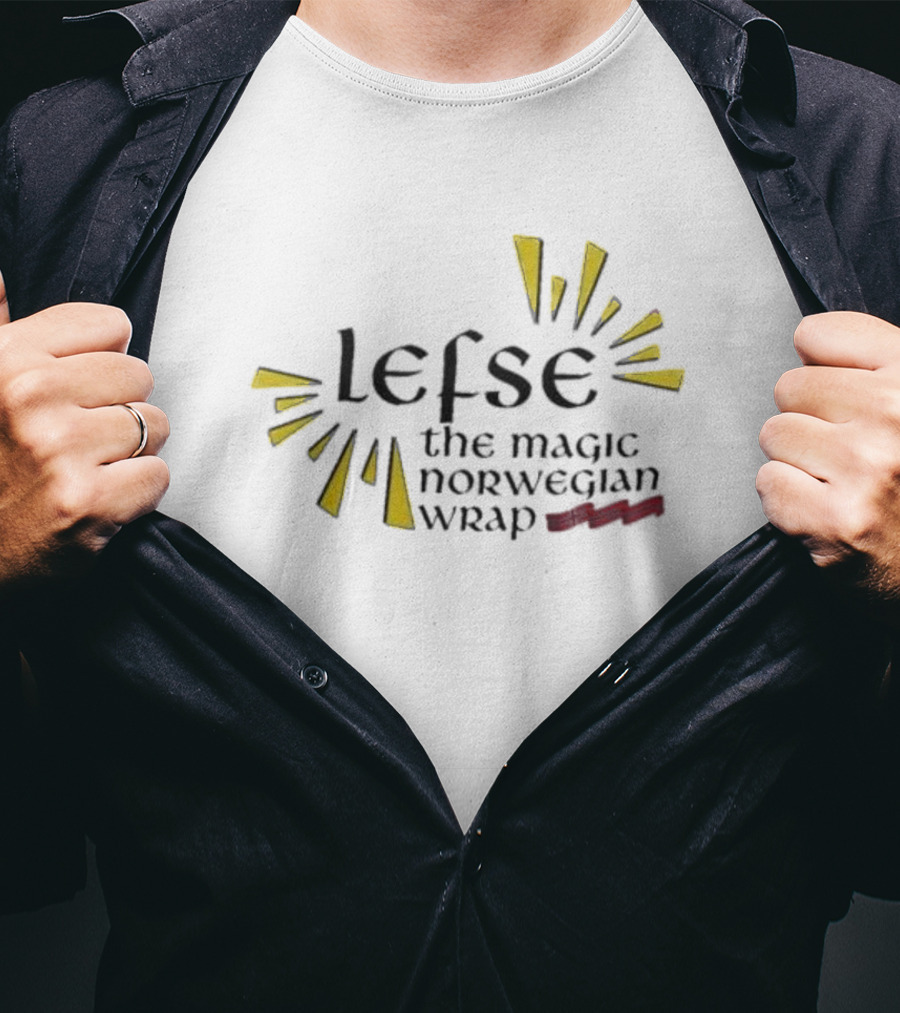 Lefse The Magic Norwegian Wrap Norway Flag Sparkling Yellow Highlights T-Shirt