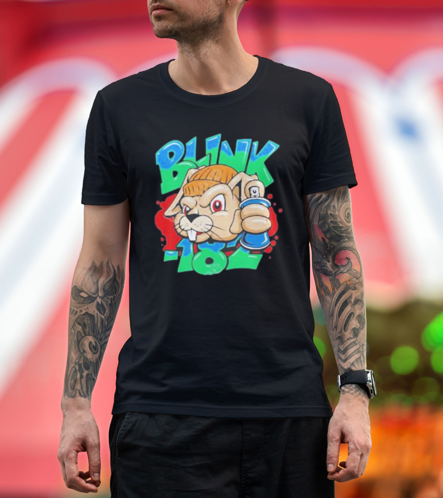 Blink-182 Senpapi Gabshiba Graffiti-Style Cartoon with Spray Can T-Shirt