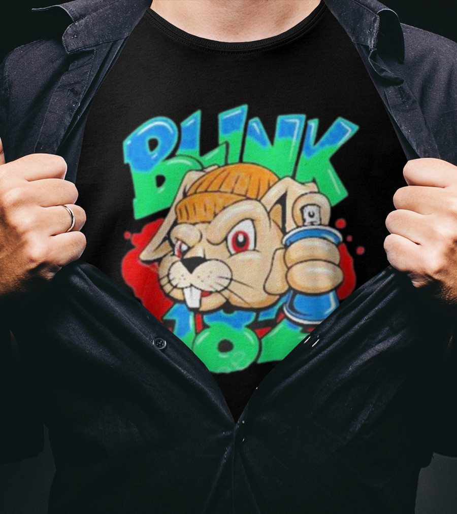 Blink-182 Senpapi Gabshiba Graffiti-Style Cartoon With Spray Can T-Shirt