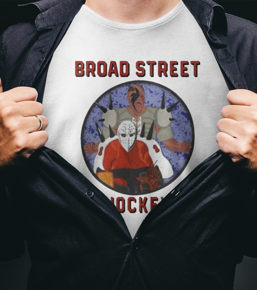 Broad Street Hockey Masked Player And Spiked Warrior T-Shirt
