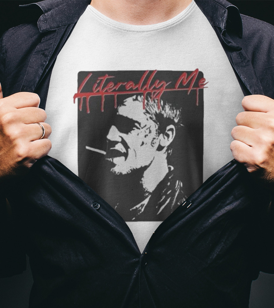 Literally Me Tyler Durden Smoking Silhouette Black And Red T-Shirt