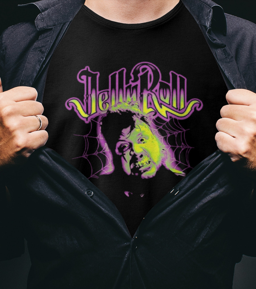 Jelly Roll Spiderweb Neon Face T-Shirt