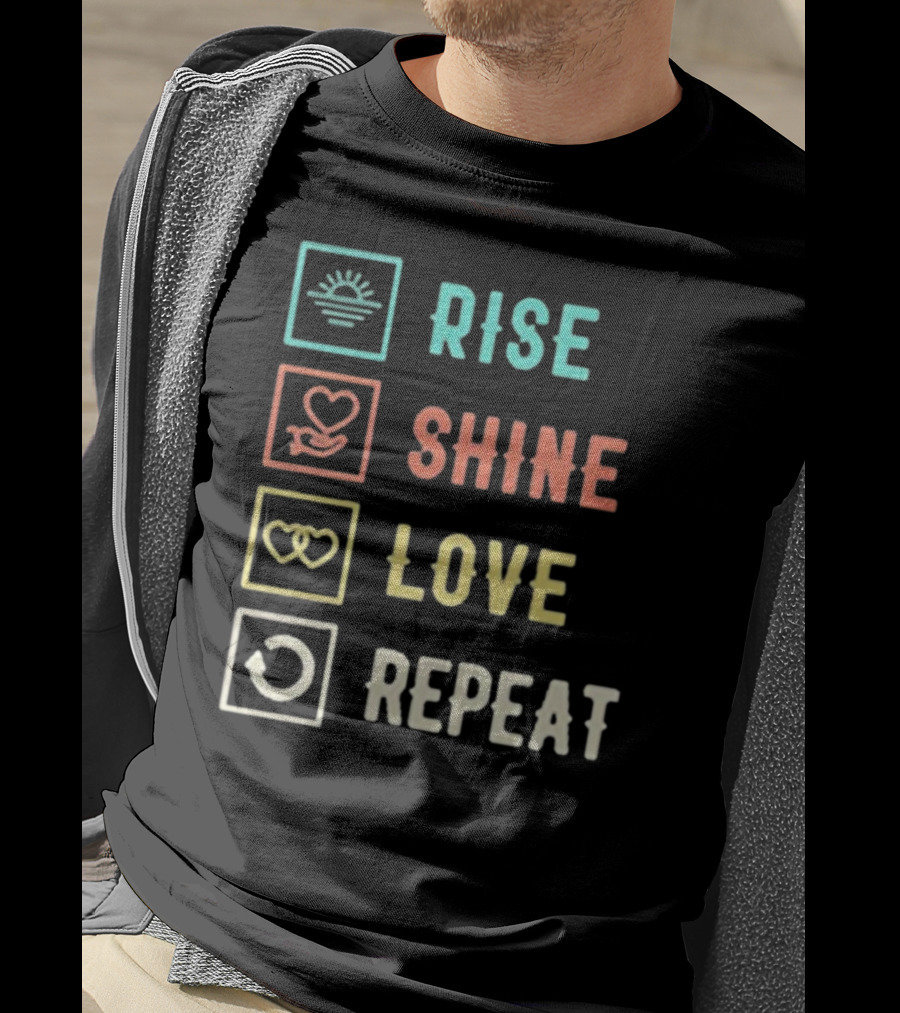 Rise Shine Love Repeat Icons T-Shirt