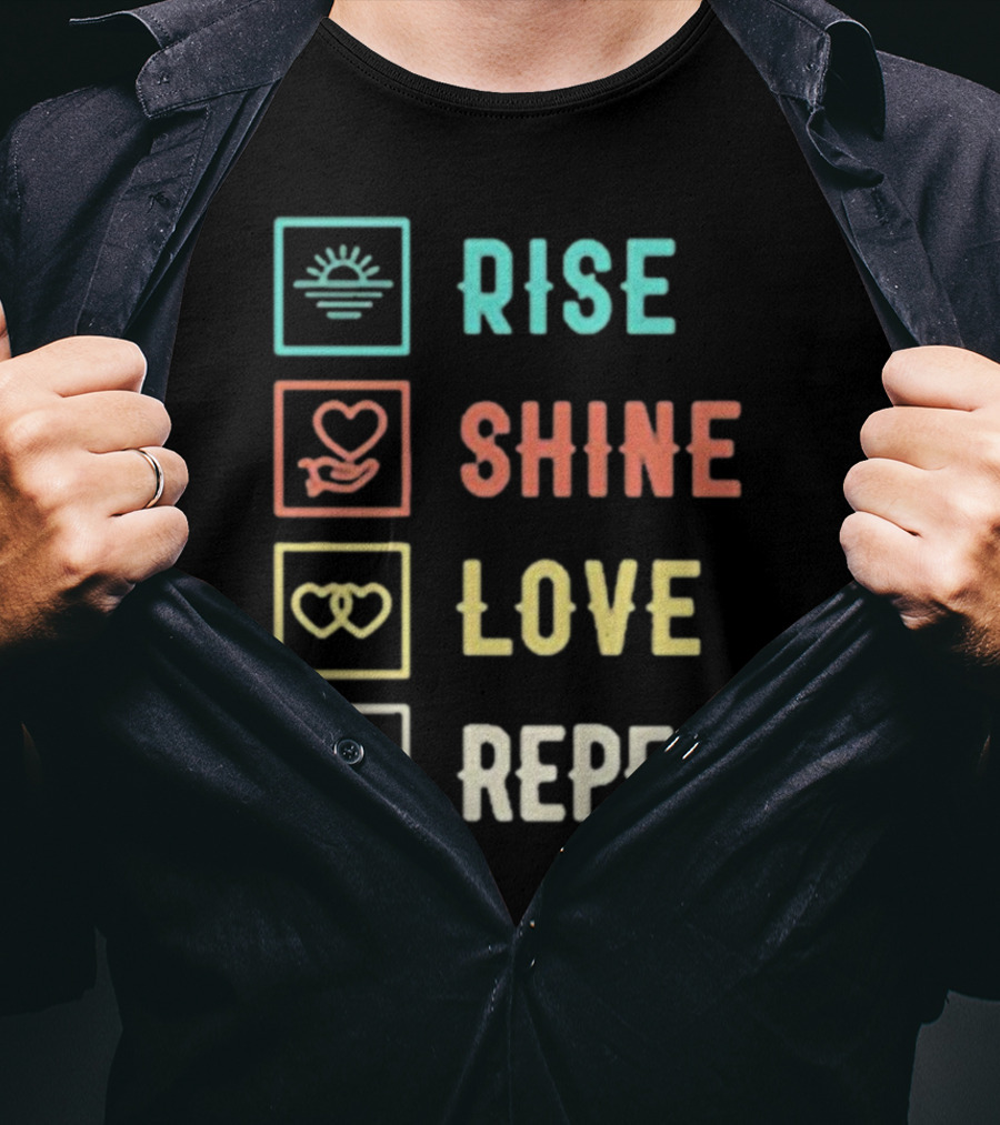 Rise Shine Love Repeat Icons T-Shirt