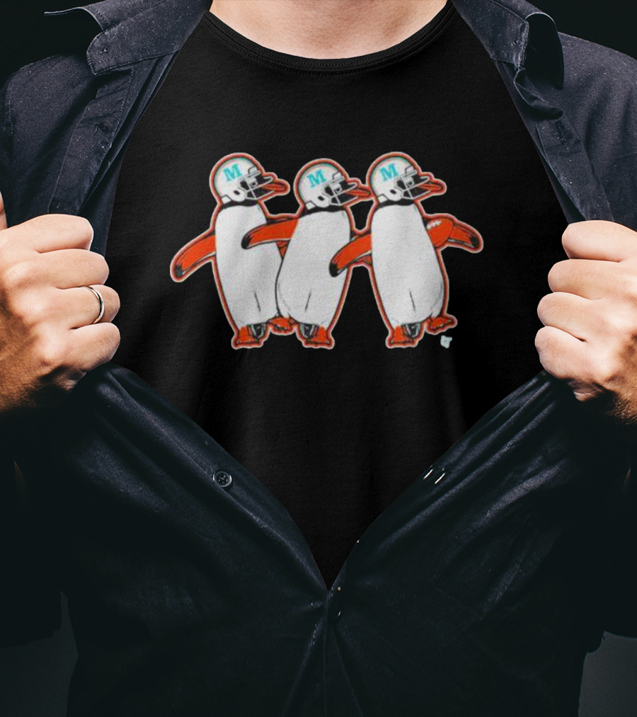 Miami Marlins Penguin Helmet Dance T-Shirt