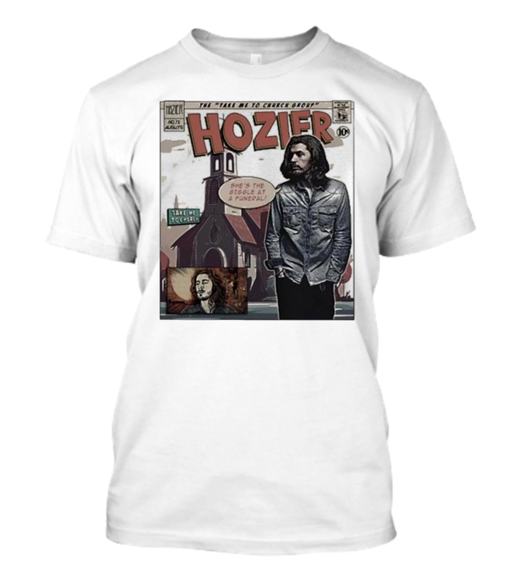 Hozier Comic Style Art She's The Giggle At A Funeral Take Me To Church T-Shirt