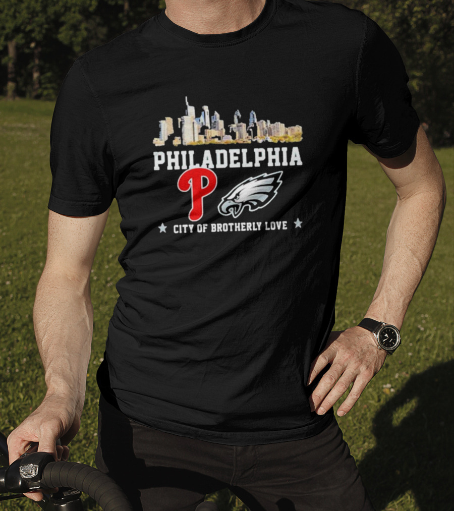 Philadelphia City Of Brotherly Love Skyline Philadelphia Eagles Phillies T-Shirt