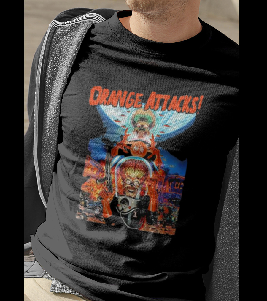 Orange Attacks Mars Invaders Fiery Chaos Extraterrestrial Onslaught T-Shirt