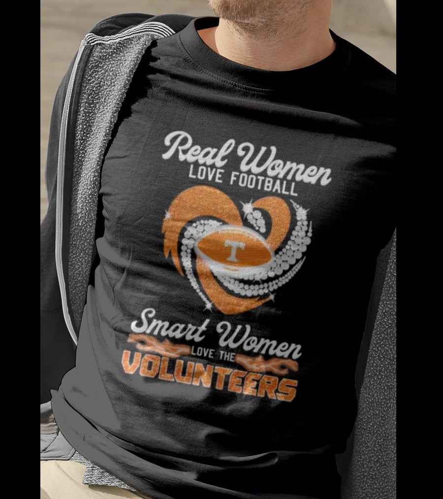Real Women Love Football Smart Women Love The Volunteers Heart Football T-Shirt