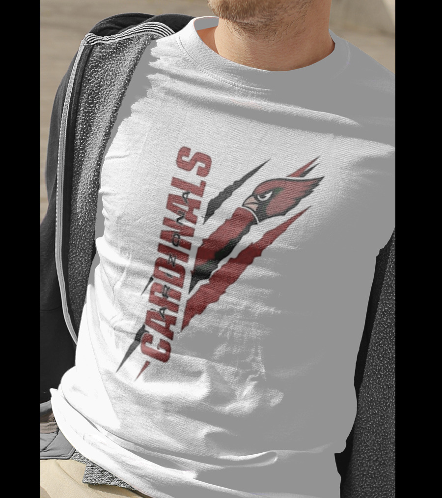 Arizona Cardinals Vertical Scratch Logo NFL Fan Gear T-Shirt