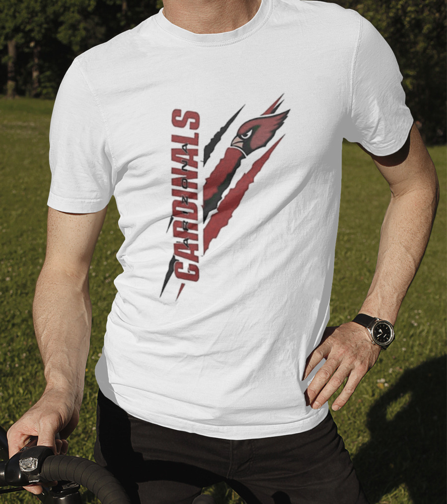 Arizona Cardinals Vertical Scratch Logo NFL Fan Gear T-Shirt