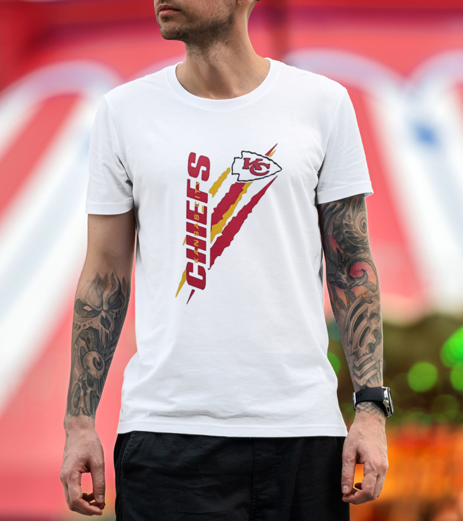 Kansas City Chiefs KC Red Yellow Scratch Design Starter T-Shirt