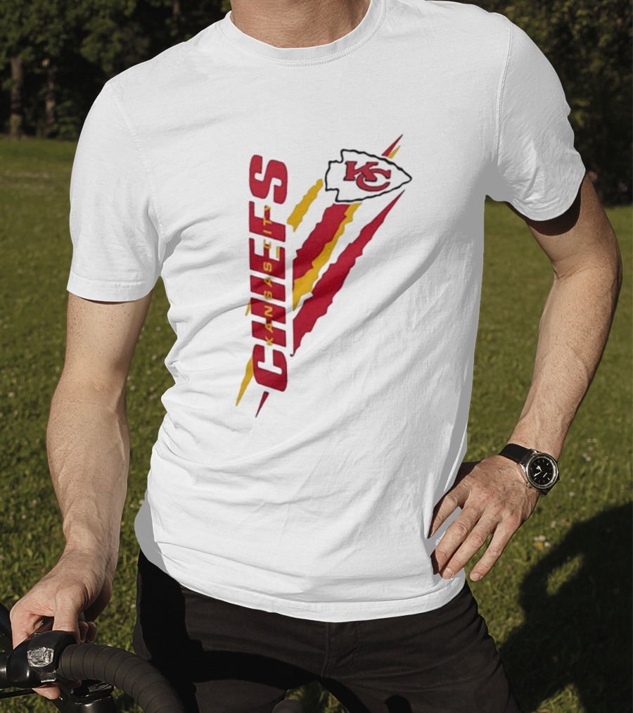 Kansas City Chiefs KC Red Yellow Scratch Design Starter T-Shirt