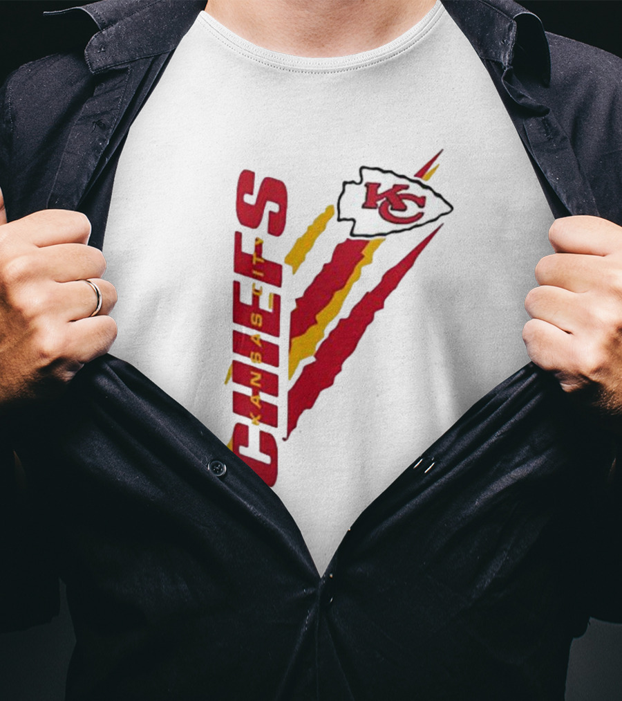 Kansas City Chiefs KC Red Yellow Scratch Design Starter T-Shirt