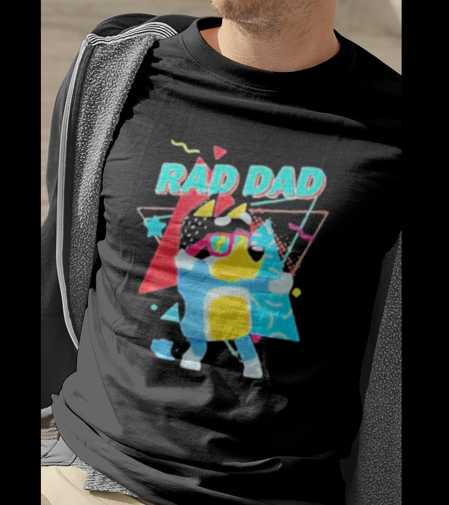 Rad Dad Colorful 80s Style Dog T-Shirt