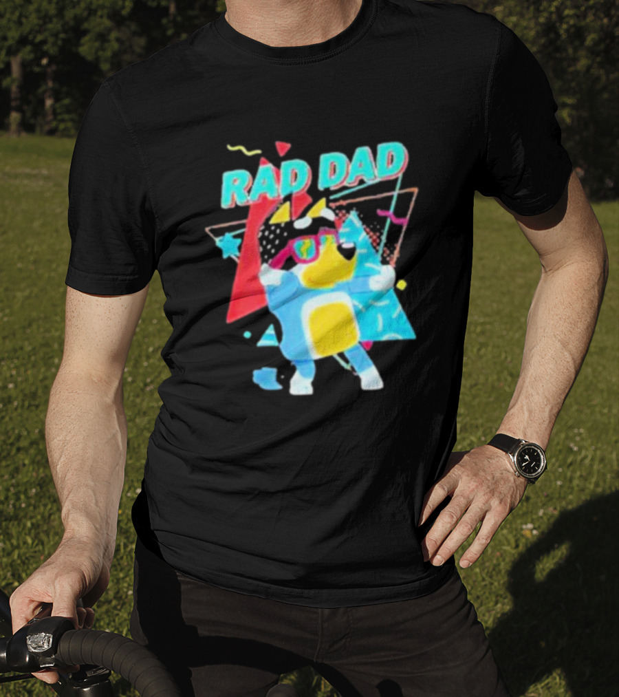 Rad Dad Colorful 80s Style Dog T-Shirt