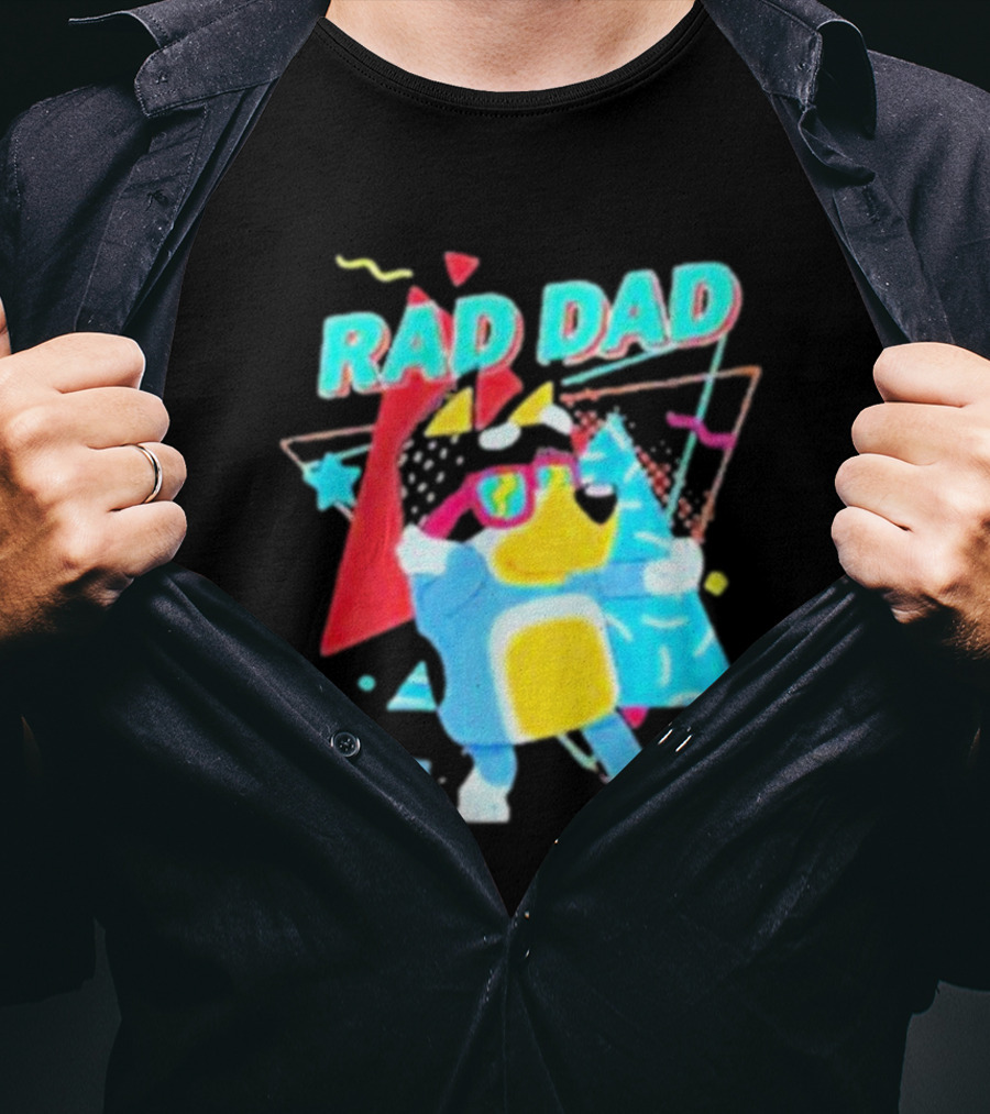 Rad Dad Colorful 80s Style Dog T-Shirt