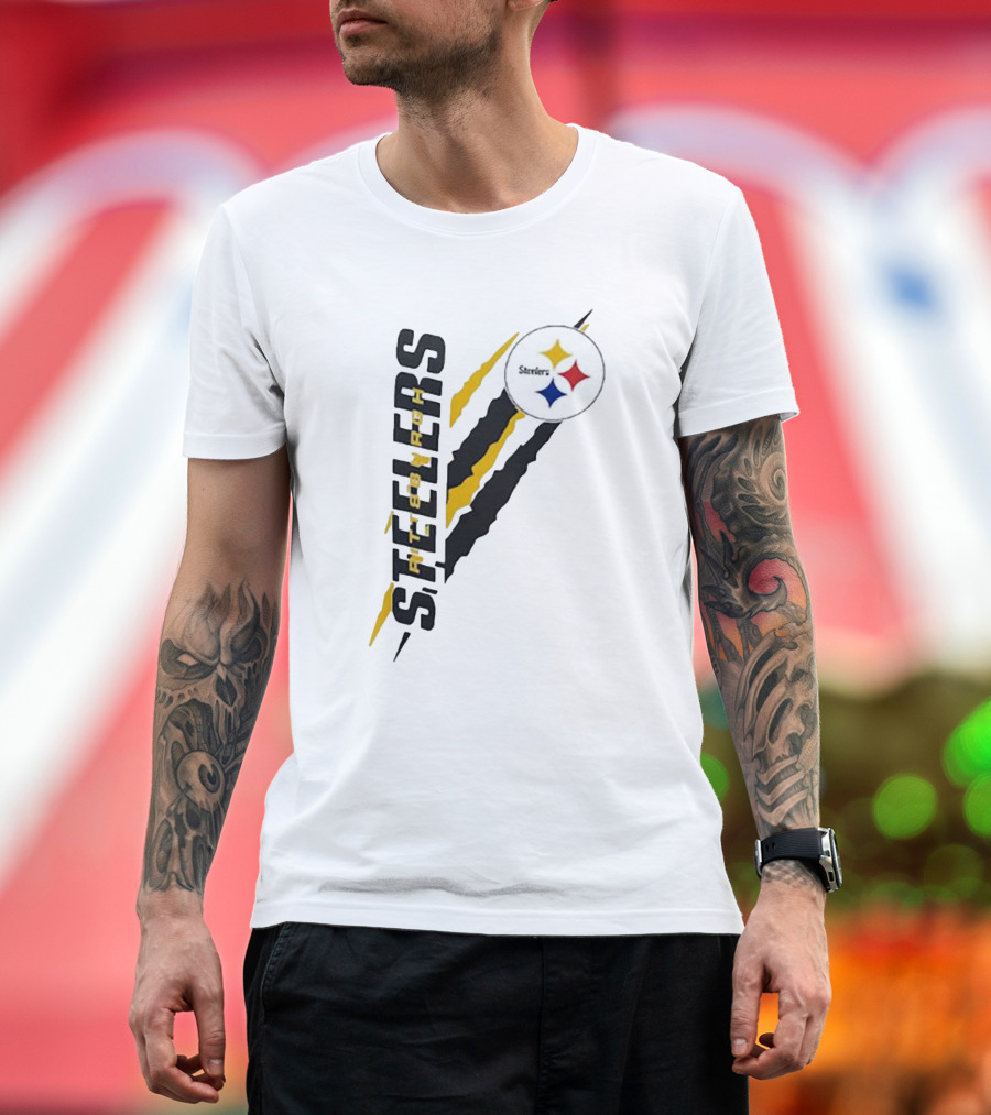 Pittsburgh Steelers Yellow Scratch Emblem T-Shirt