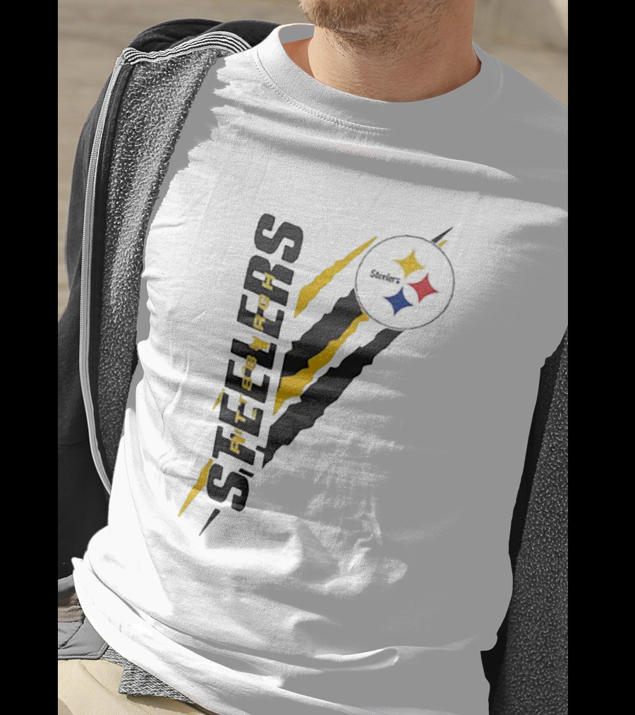 Pittsburgh Steelers Yellow Scratch Emblem T-Shirt