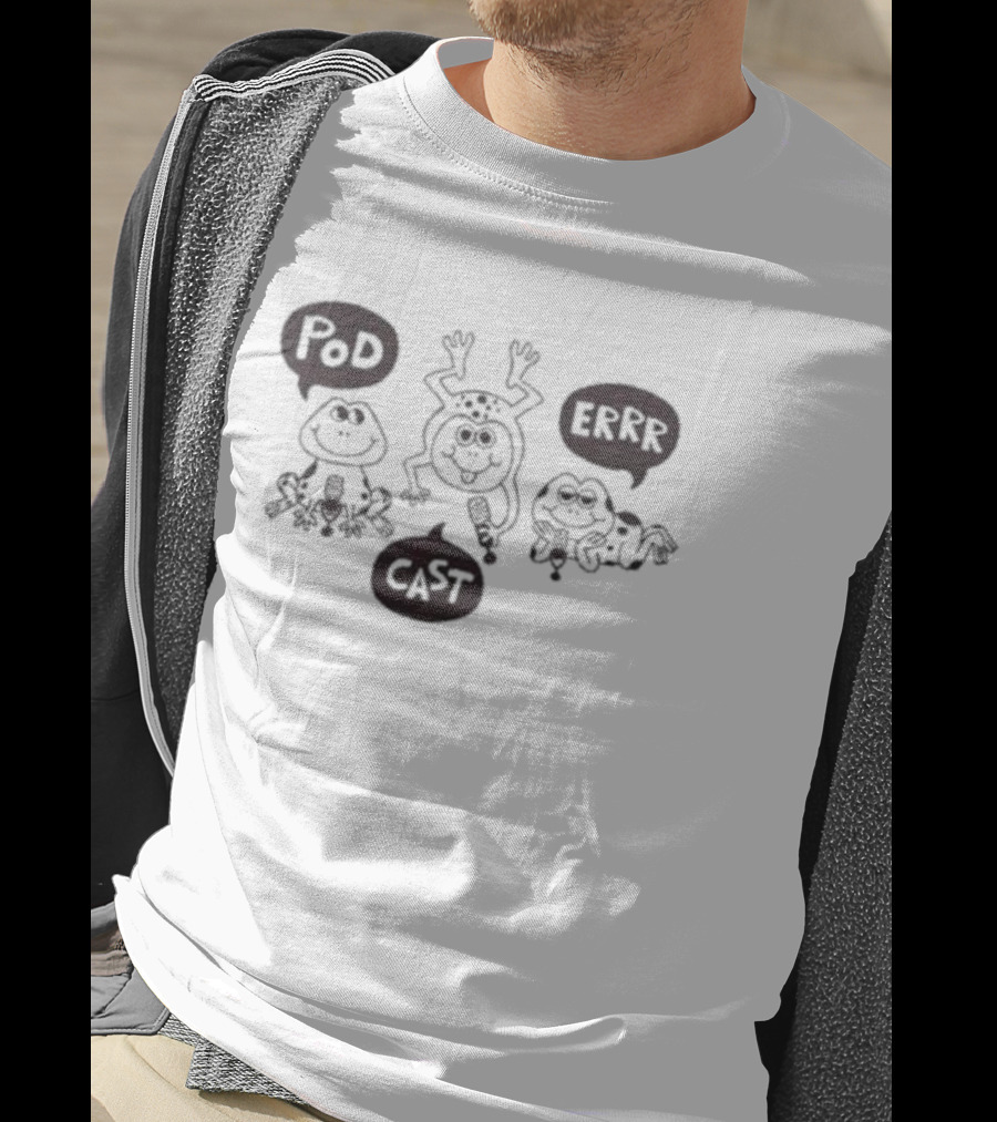 Pod Cast Errr Frog Comic Style Playful Frogs And Speech Bubbles T-Shirt