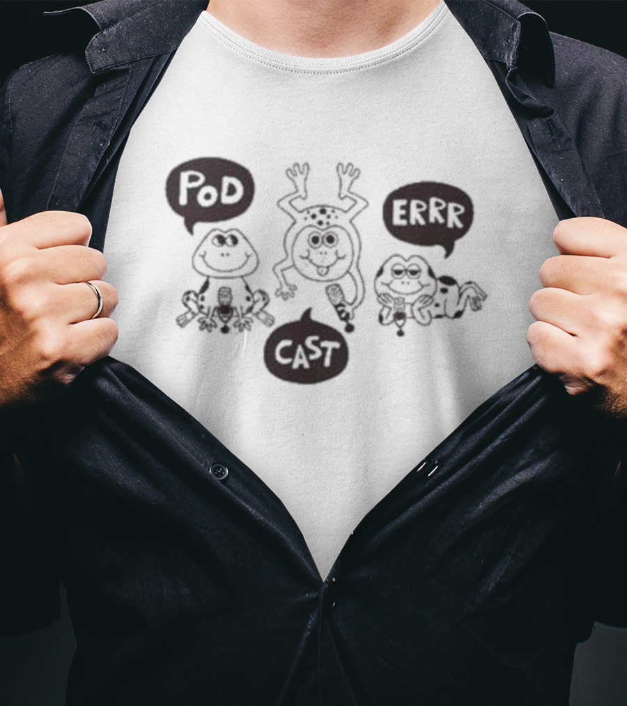 Pod Cast Errr Frog Comic Style Playful Frogs And Speech Bubbles T-Shirt