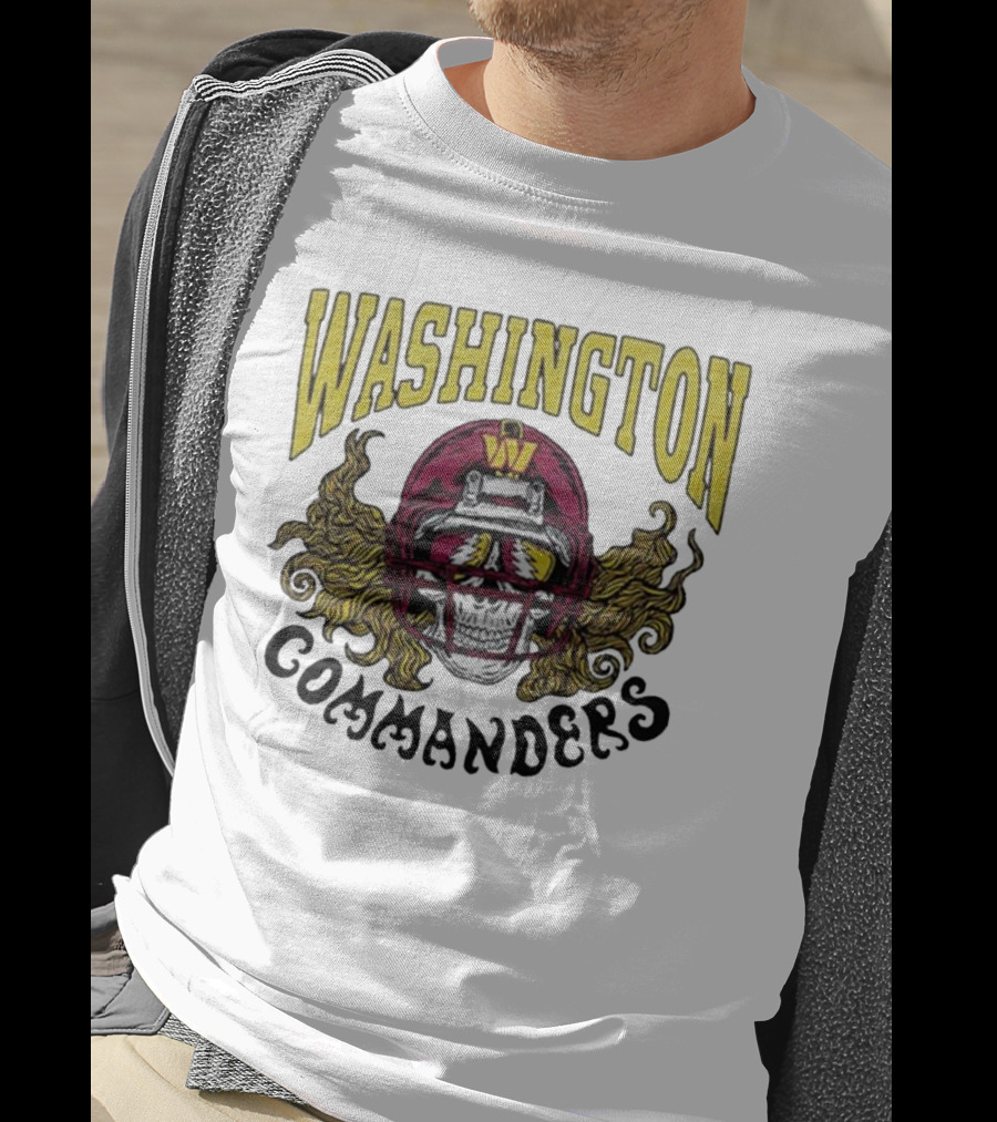 Washington Commanders Grateful Dead NFL Skull Helmet Collaboration T-Shirt