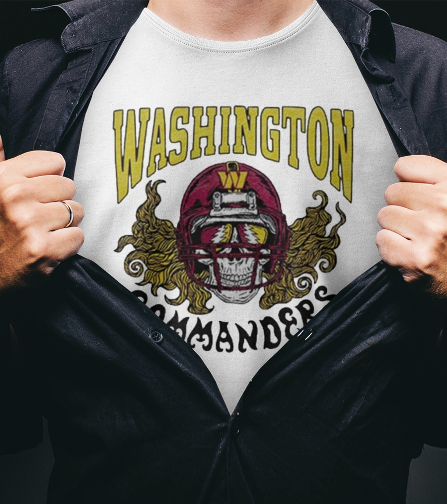 Washington Commanders Grateful Dead NFL Skull Helmet Collaboration T-Shirt