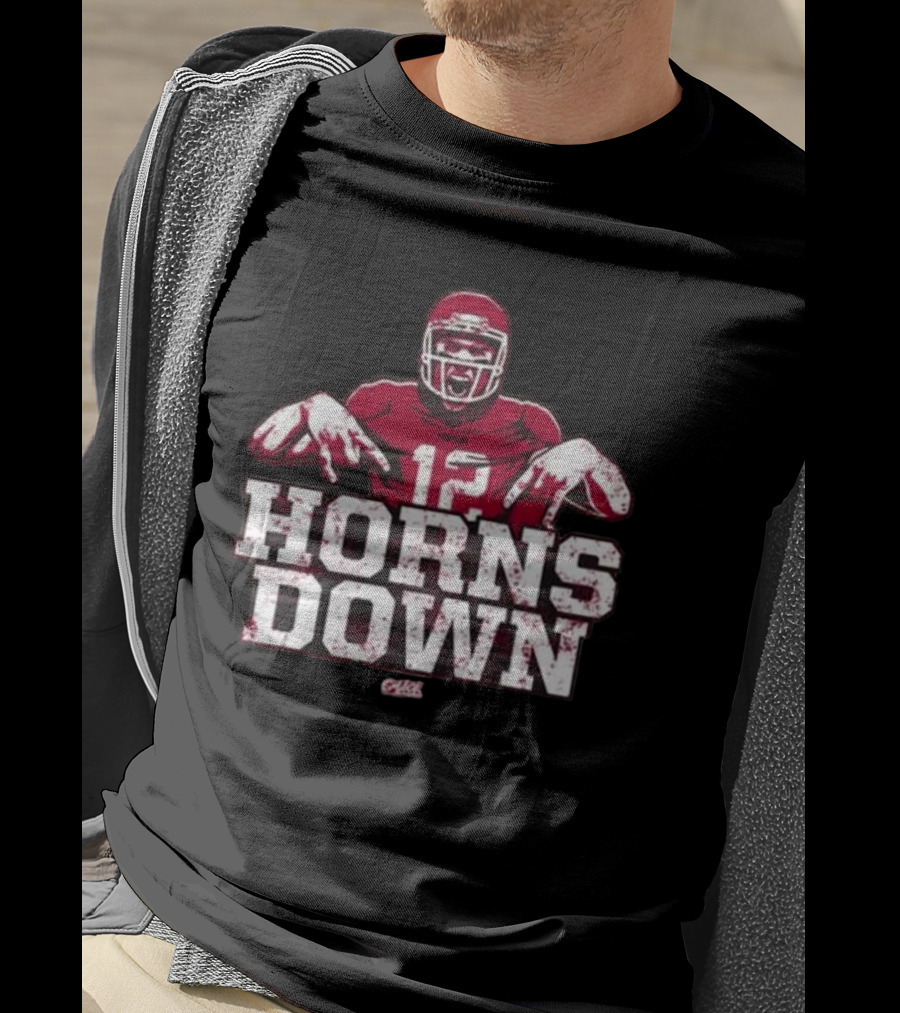 Horns Down 12 Oklahoma College Fans Football Player Gesture T-Shirt