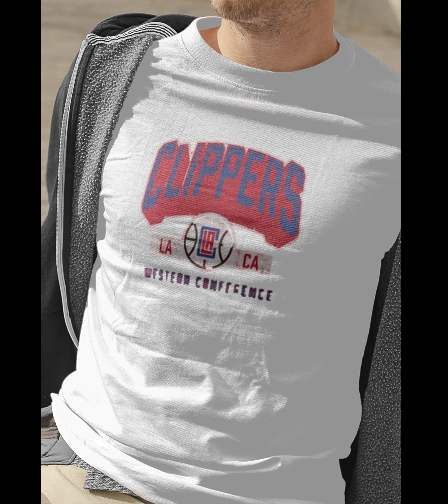 Clippers LA CA Western Conference Front Court Press Snow Wash T-Shirt