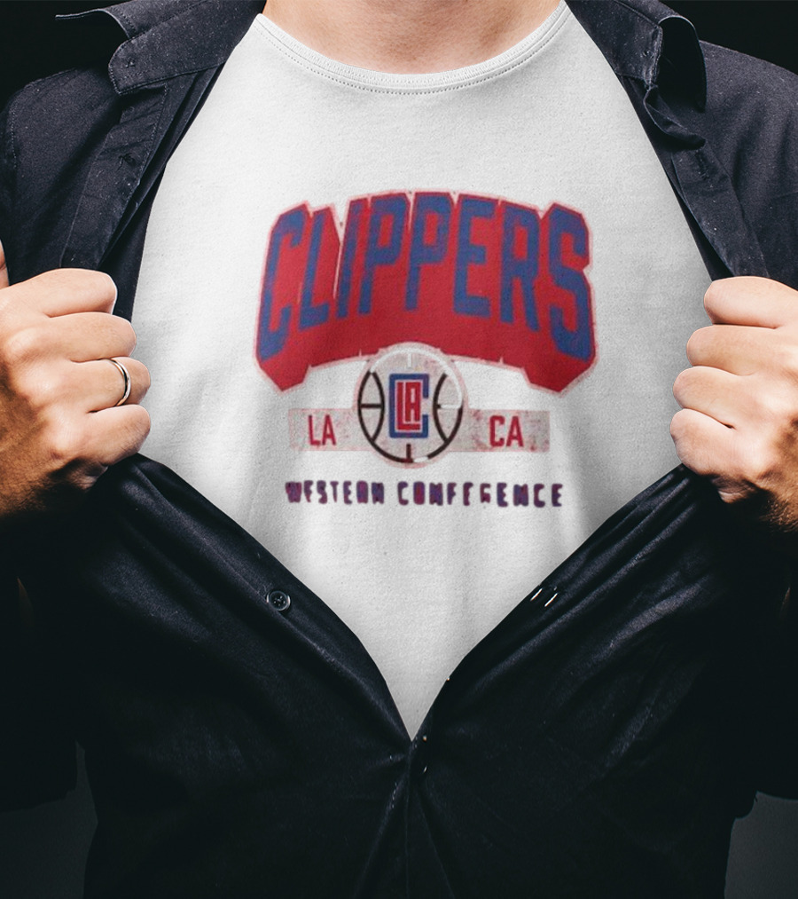 Clippers LA CA Western Conference Front Court Press Snow Wash T-Shirt
