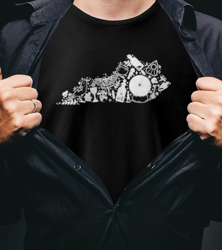 Kentucky For Kentucky Witchy Ky Spooky State Outline Icons T-Shirt