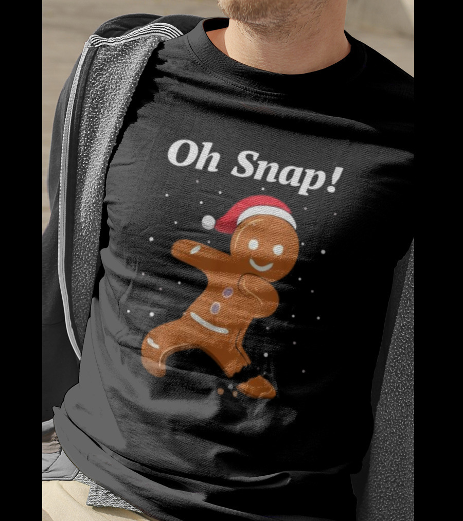 Oh Snap Gingerbread Merry Christmas Cookie Santa Hat T-Shirt